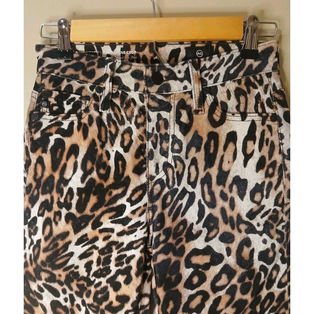 AG Adriano Goldschmied Pant Sz 25 Quinne Crop High-rise Kick Flare Leopard Print - Picture 9 of 16